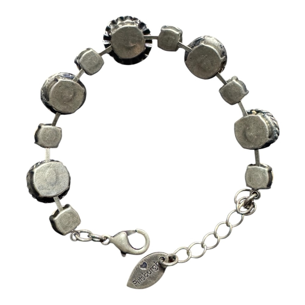 Silver Pearl and Crystal Artisan Bracelet - Picture 2 of 4